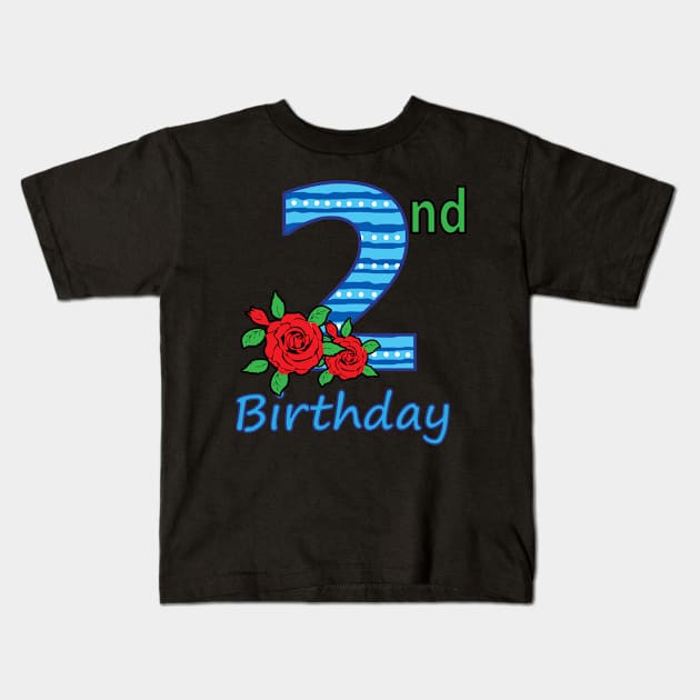 2nd Flower - 2nd Birthday - Flower - Floral - Birthday Kids T-Shirt by lunamoonart